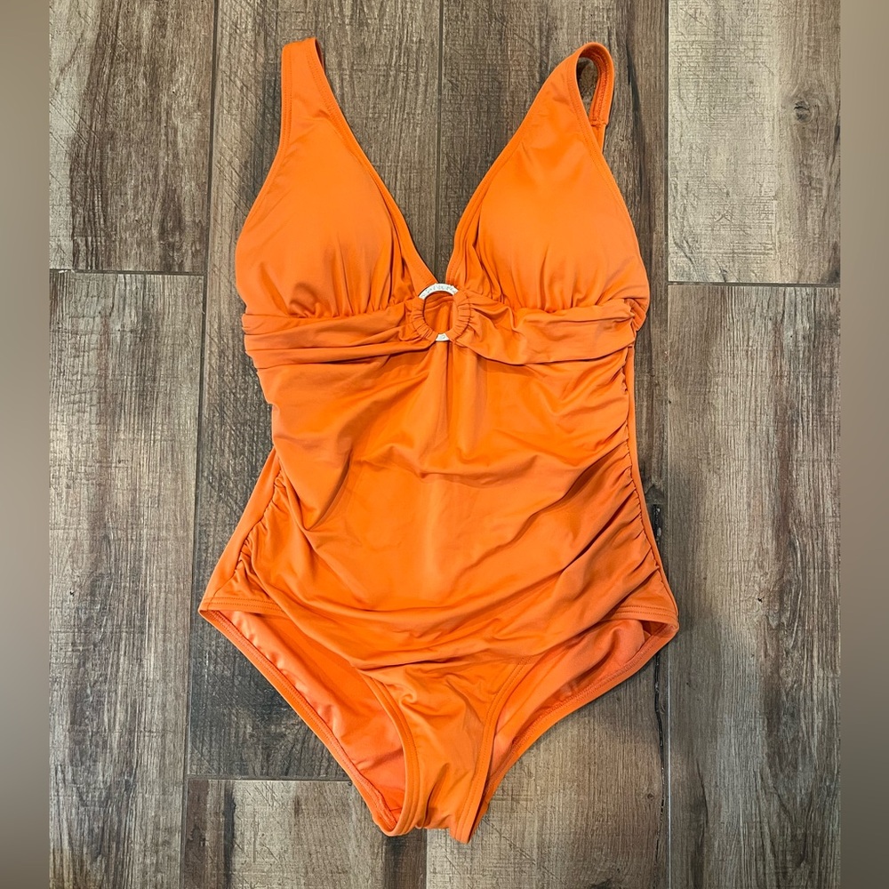 Michael Kors Orange One-Piece Logo Swimsuit